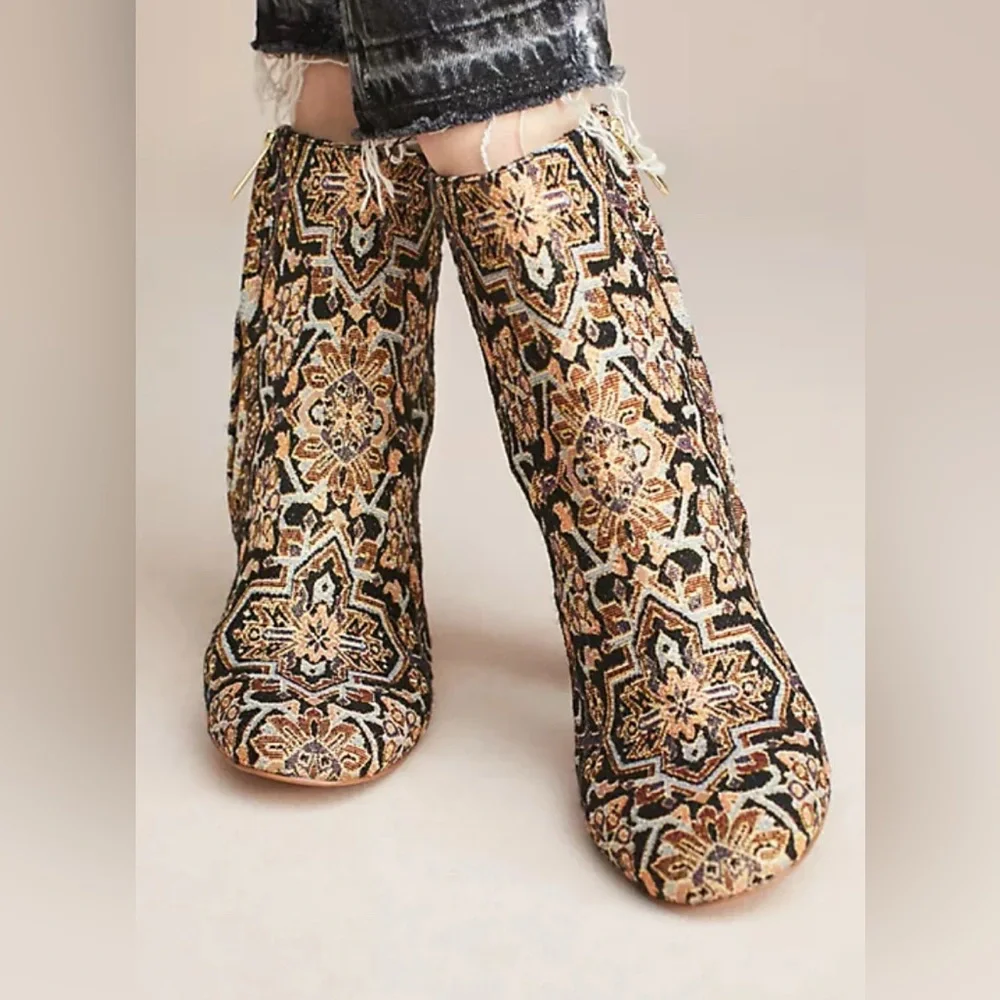 Sam Edelman for Anthropologie Corra‎ Tapestry Ankle Boots Sz 6